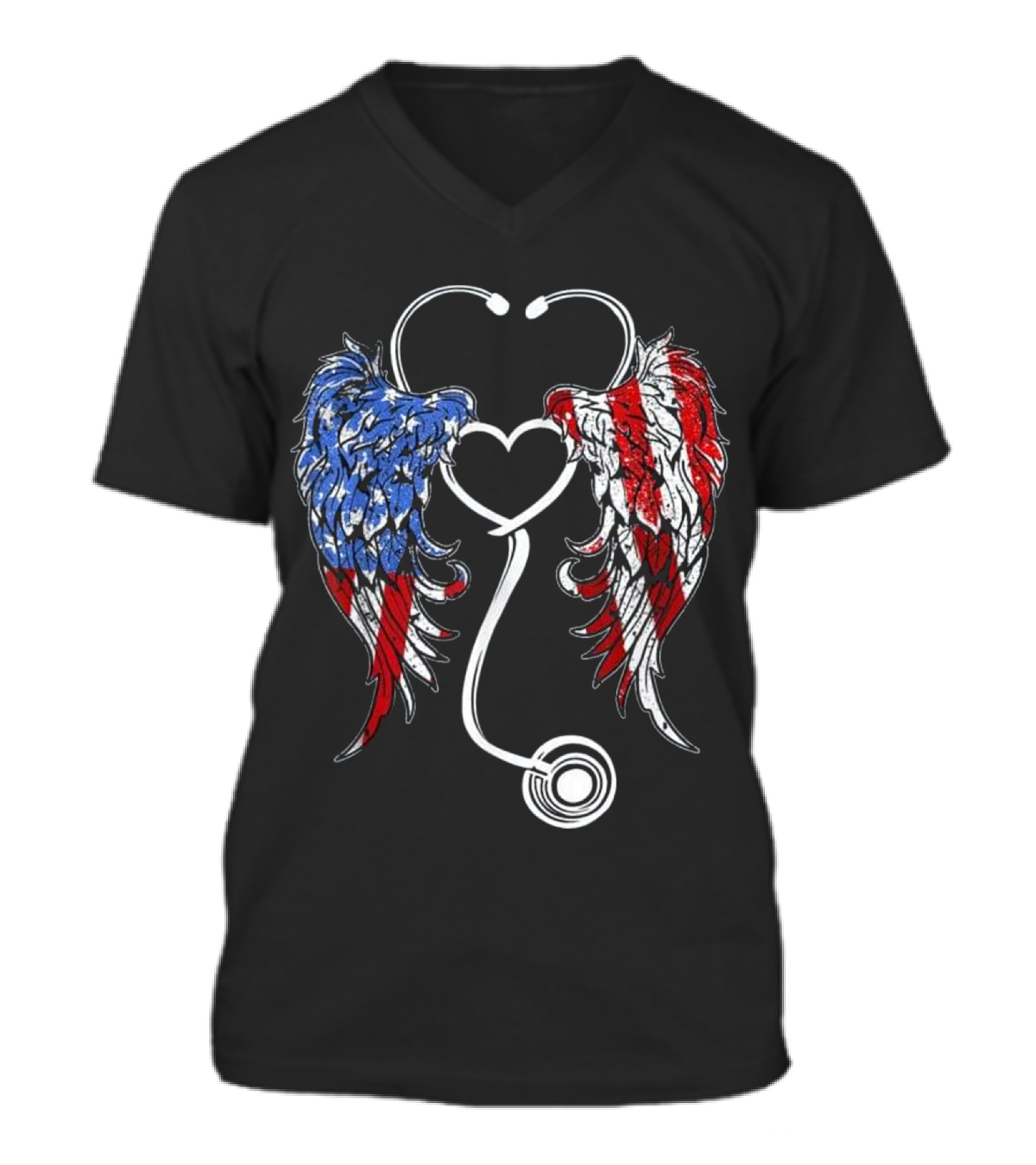 Nurse Angel Wings Patriotic For The 4 V-Neck Unisex T-Shirt