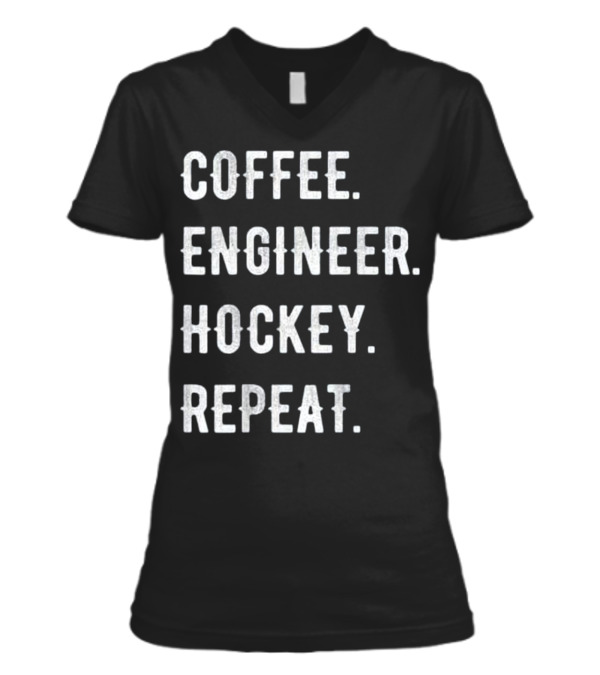 Fathers Day Coffee Engineer Hockey Repe V-Neck Womens T-Shirt Fathers Day Coffee Engineer Hockey Repe V-Neck Womens T-Shirt