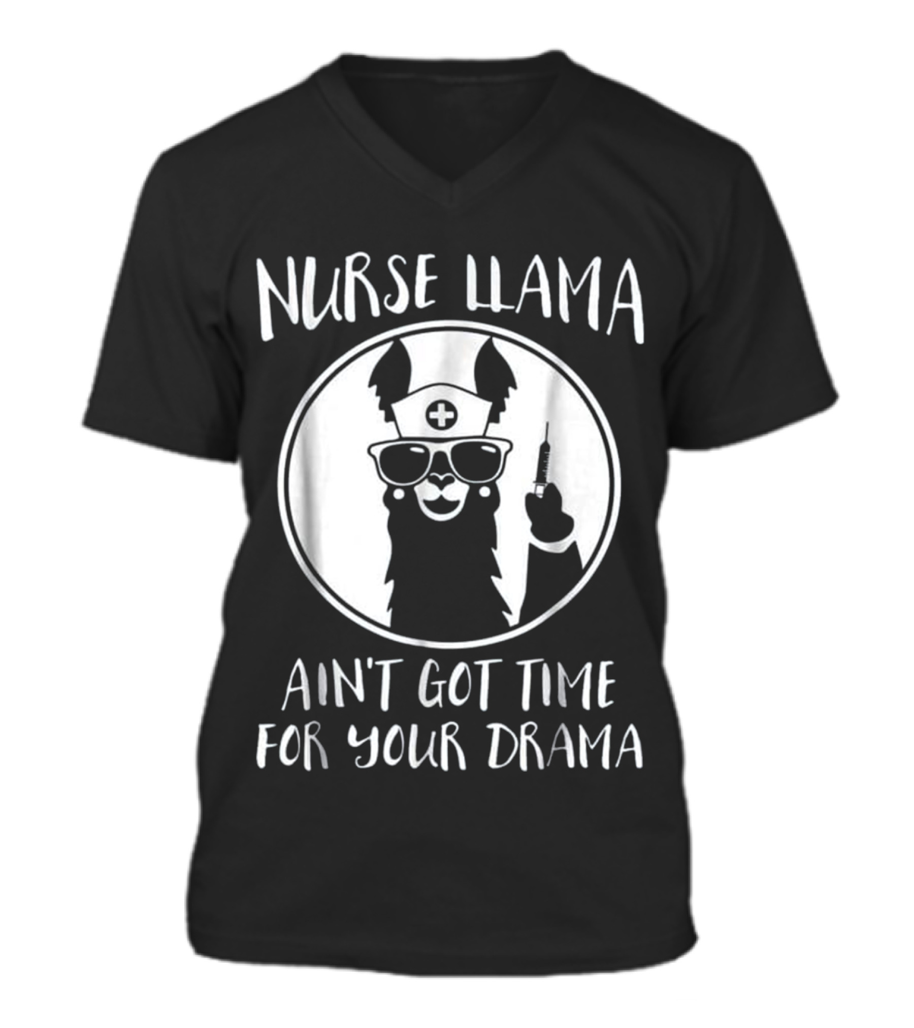 Nurse Llama V-Neck Unisex T-Shirt 
