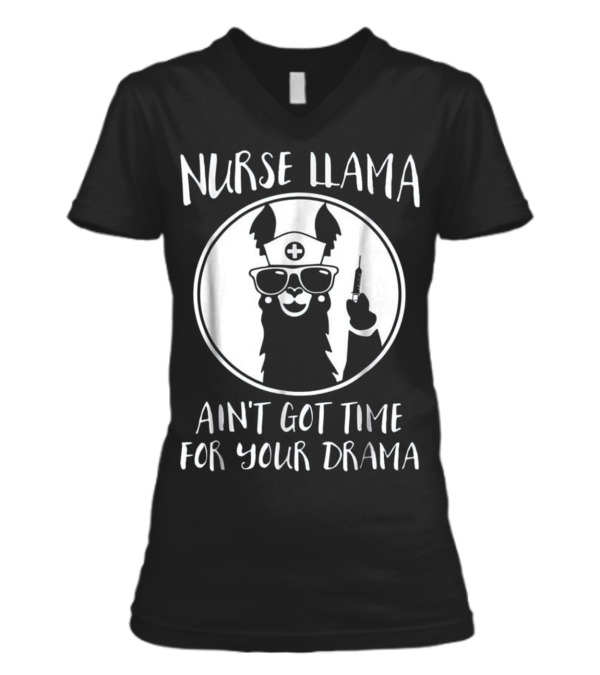 Nurse Llama V-Neck Womens T-Shirt Nurse Llama V-Neck Womens T-Shirt