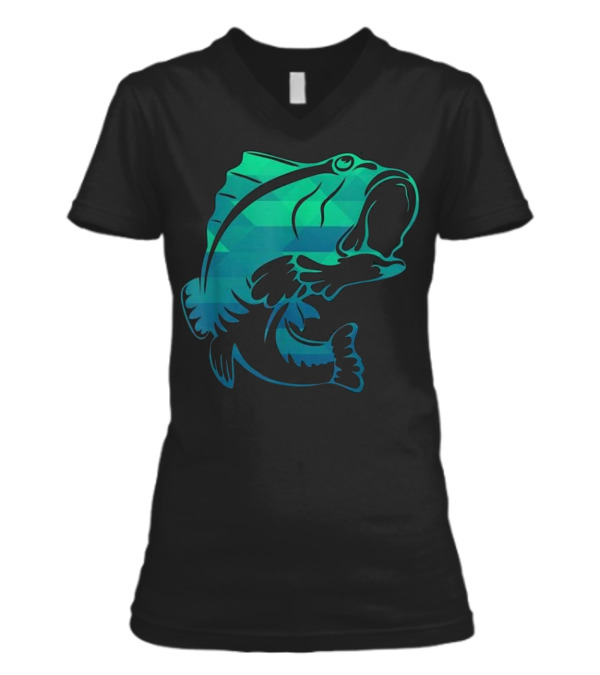 Fishing - Bass Fish Tee V-Neck Womens T-Shirt Fishing - Bass Fish Tee V-Neck Womens T-Shirt