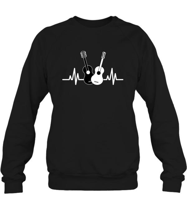 Acoustic Guitar Heartbeat Musician Crewneck Sweatshirt Acoustic Guitar Heartbeat Musician Crewneck Sweatshirt