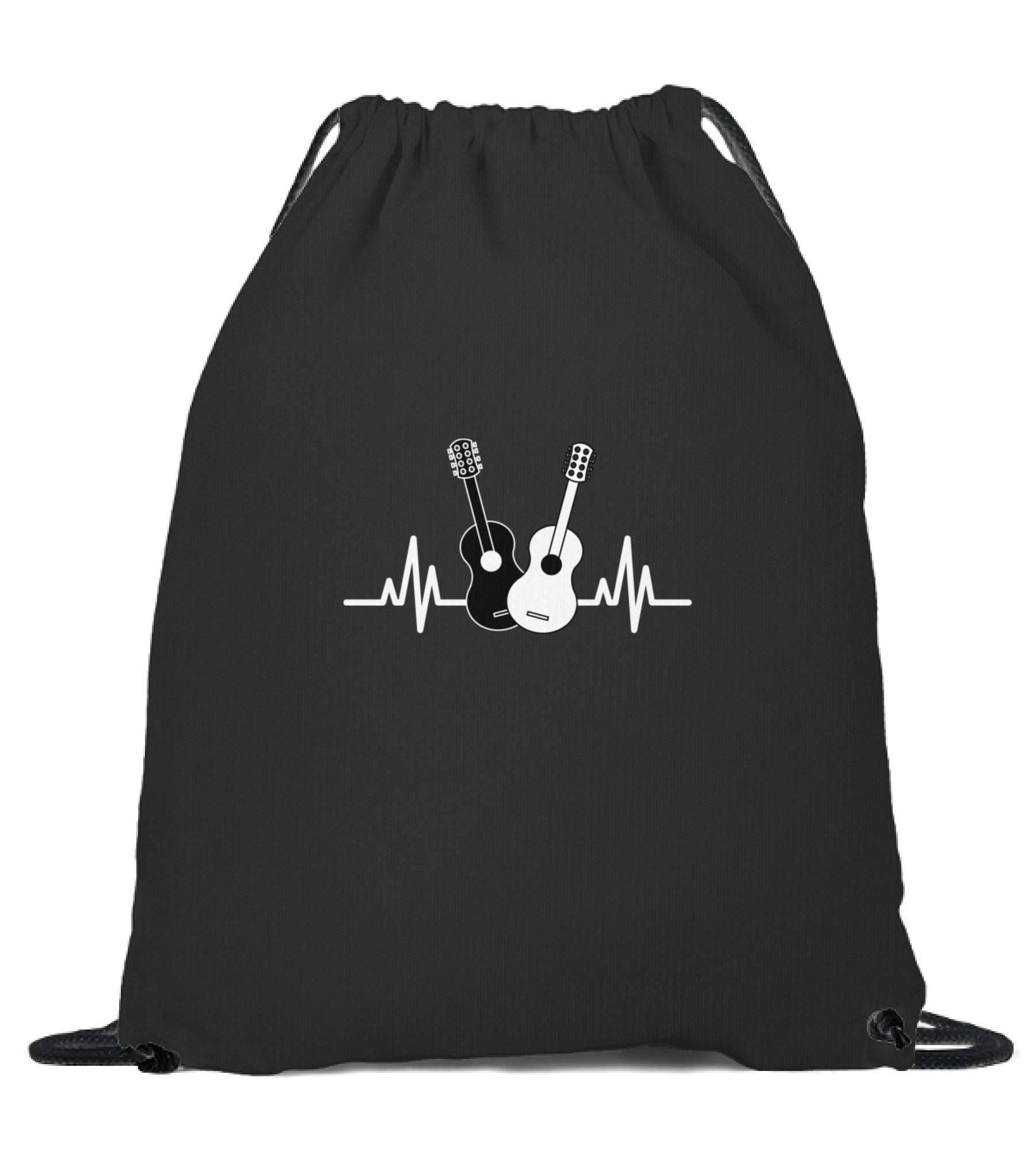 Acoustic Guitar Heartbeat Musician Drawstring Bag