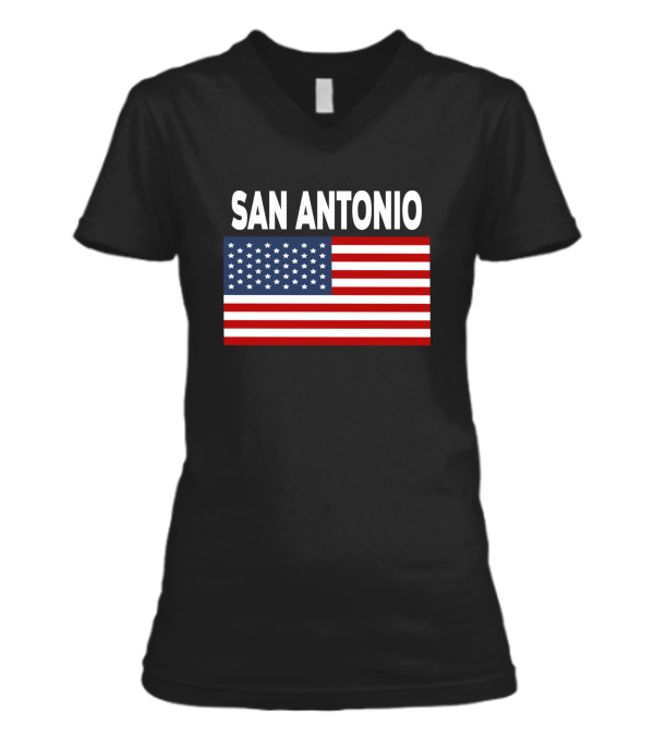America Flag Basic San Antonio V-Neck Womens T-Shirt America Flag Basic San Antonio V-Neck Womens T-Shirt