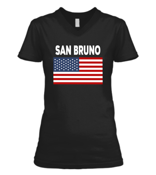 America Flag Basic San Bruno V-Neck Womens T-Shirt America Flag Basic San Bruno V-Neck Womens T-Shirt