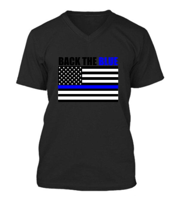 Back The Blue Thin Blue Line Flag V-Neck Unisex T-Shirt Back The Blue Thin Blue Line Flag V-Neck Unisex T-Shirt